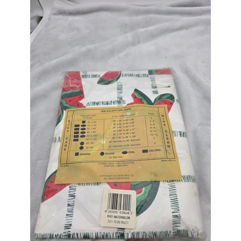 Vtg Watermelon Slices Tablecloth Summer Camping Party Picnic 52x70 Flannel Back